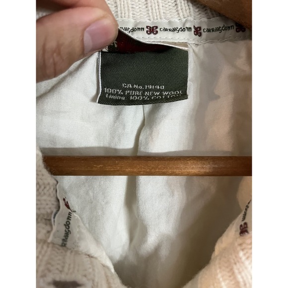 VTG Carraig Donn Women Wool Ireland Button Cardigan M Cable Knit Ivory Lined - Picture 3 of 11